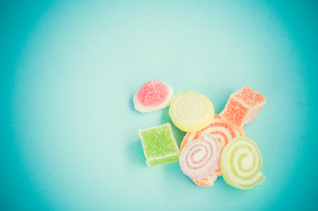 Colorful fruit-paste sweets with filter effect retro vintage styleの写真素材
