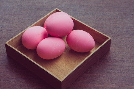 Colorful easter eggs with filter effect retro vintage styleの写真素材