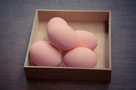 Colorful easter eggs with filter effect retro vintage styleの写真素材