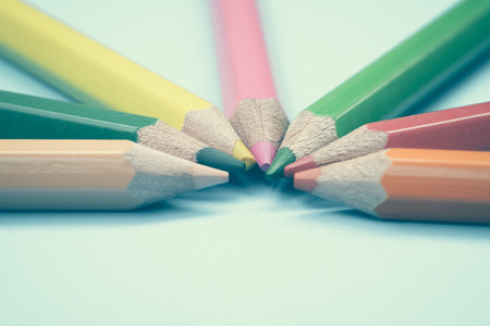 Color pencils old retro vintage styleの写真素材