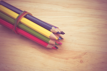 Color pencils old retro vintage styleの写真素材
