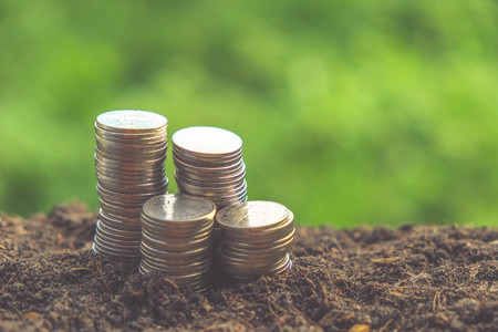 Stack of Coins with filter effect retro vintage styleの写真素材