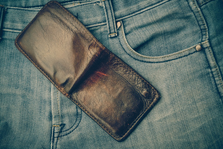 wallet and jean with filter effect retro vintage styleの写真素材