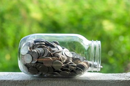 money in the glassの写真素材