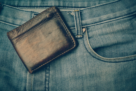 wallet and jean with filter effect retro vintage styleの写真素材