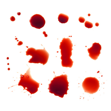 Blood stains set on a white backgroundの写真素材