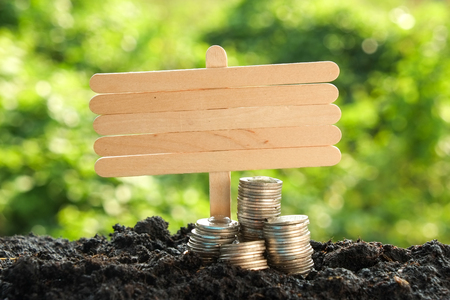 Money growth concept coins in soilの写真素材
