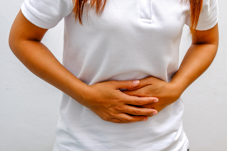 Woman Suffering From Stomach Acheの写真素材