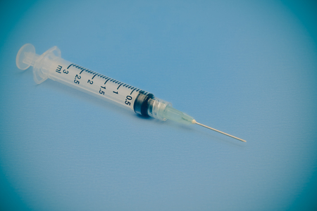 syringe with filter effect retro vintage styleの写真素材