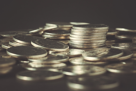 money concept coins currency baht thai with filter effect retro vintage styleの写真素材