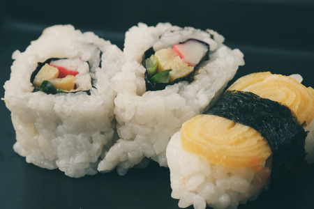 sushi rolls with filter effect retro vintage styleの写真素材