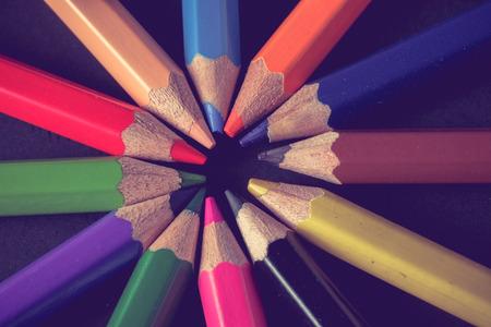 Color pencils with filter effect retro vintage styleの写真素材