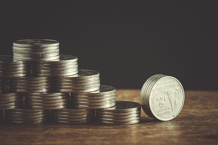 money concept coins currency baht thai with filter effect retro vintage styleの写真素材