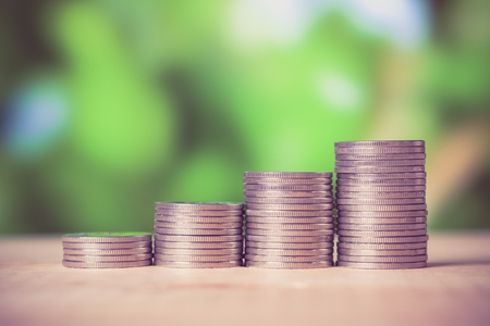 save money for investment concept coins money with filter effect retro vintage styleの写真素材