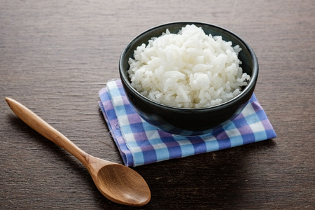 Grain white rice in a bowlの写真素材