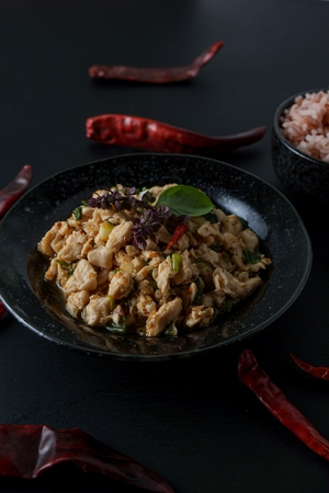 thai food spicy minced chickenの写真素材
