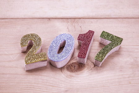 Happy New Year 2017 background with filter effect retro vintage style