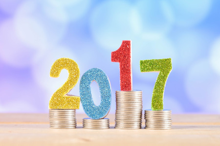 business finance. save money for investment concept 2017 and money with filter effect retro vintage styleの写真素材