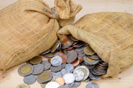 business finance. save money for investment concept money bagの写真素材