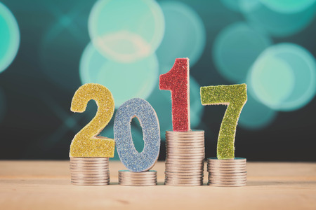 business finance. save money for investment concept 2017 and money with filter effect retro vintage styleの写真素材