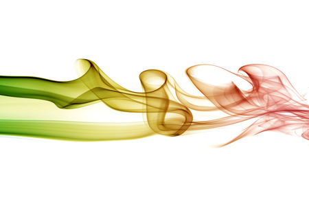 abstract background smoke curves and wave reggae colors green, yellow, red colored in flag of reggae musicの写真素材