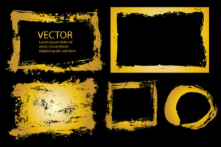 Abstract grunge  brush strokes frame with rough edges texture.  vector illustration setのイラスト素材