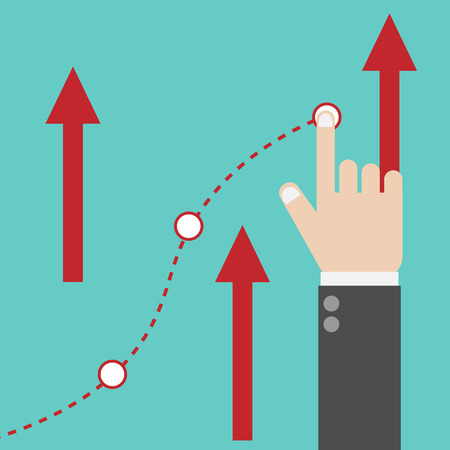 Profit concept, growing business graph. Businessman manages financial growth graph. Template investment. Vector illustration flat design.のイラスト素材