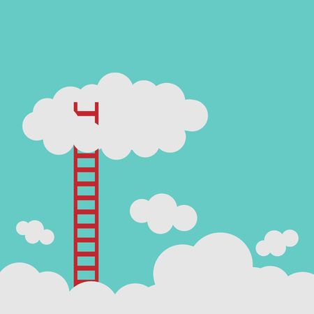 Success ladder leading to cloud and many short ones. Business, goal, competition, unique, progress, challenge, hope and leadership concept.のイラスト素材