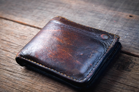 eather wallet with filter effect retro vintage styleの写真素材