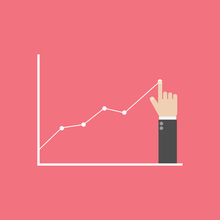 Profit concept, growing business graph. Businessman manages financial growth graph. Template investment. Vector illustration flat design.のイラスト素材