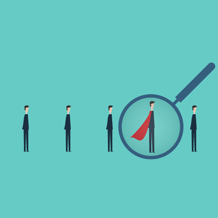 Minimalist style vector business finance concept.  choosing worker from group of businesspeopleのイラスト素材