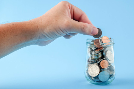 save money for investment concept coin baht thai in the glass jarの写真素材