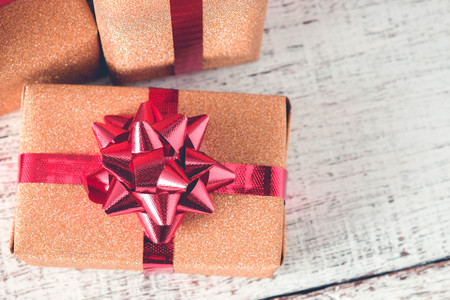 gift box for christmas and happy new year with filter effect retro vintage style