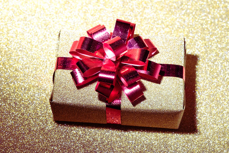 gift box for christmas and happy new year with filter effect retro vintage styleの写真素材