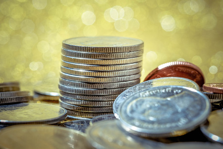 business finance. save money for investment concept coins with filter effect retro vintage style