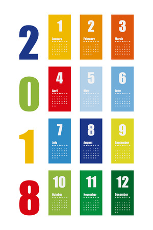 A Vector template of 2018 new year calendar in clean minimal table.のイラスト素材