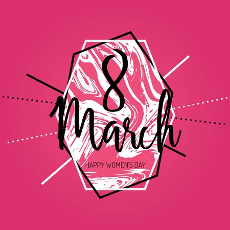 March 8 Happy women's day geometric shapes lettering greeting card.のイラスト素材