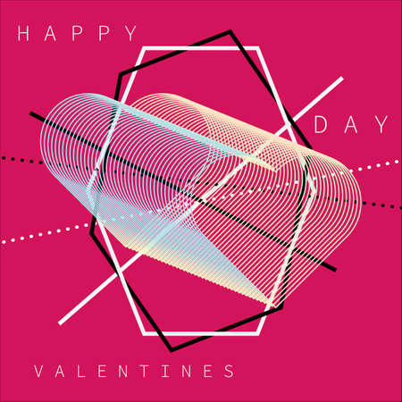 Geometric shapes Valentines Day backgrounds templates for greeting cards, banners,vector illustration with heart.のイラスト素材