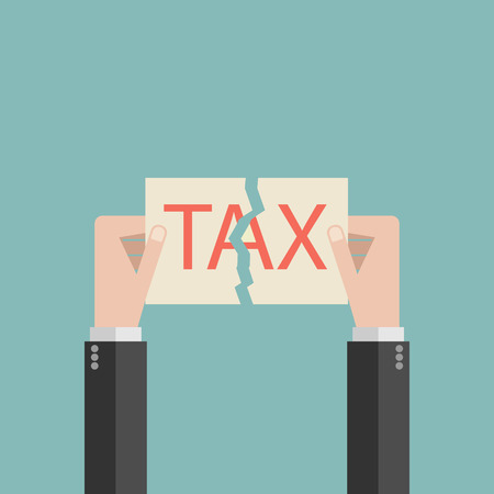 Minimalist stile. vector business finance. hand of Businessman tear with TAXのイラスト素材