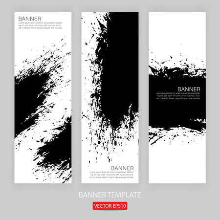 Grunge banner template hand drawn painted scratched. Grunge design banner template for promotion. Vector Illustrations template of Grunge abstract background brush texture for promotion. Vector illustration.のイラスト素材