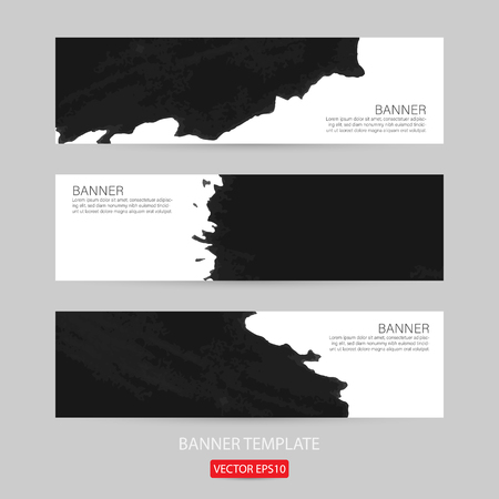 Grunge banner template hand drawn painted scratched. Grunge design banner template for promotion vector illustrations template of grunge abstract background brush texture for promotion.のイラスト素材