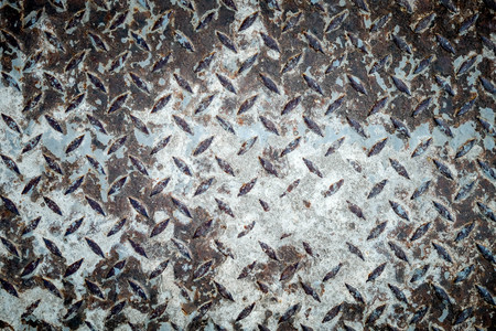 Rusted diamond steel plate background textureの写真素材