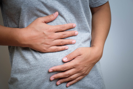 Woman Suffering From Stomach Acheの写真素材