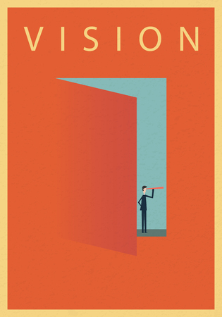Successful vision concept with icon of businessman and telescope.のイラスト素材