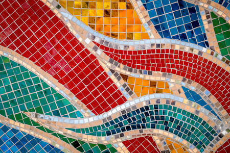 Mosaic pattern of tiles at the Thai temple