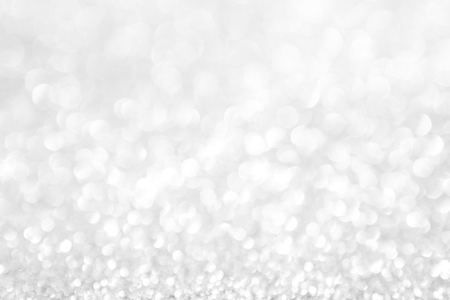 abstract background white Silver lights on christmas bokehの写真素材