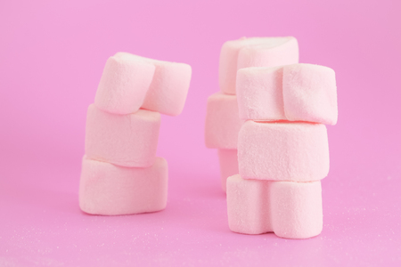 Pink hear marshmallow , Sweets hearts of marshmallow on pink background. Valentine's Day Giftの写真素材