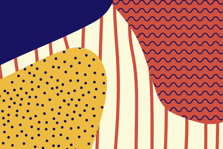 abstract background Creative doodle art header with different shapes and texturesのイラスト素材