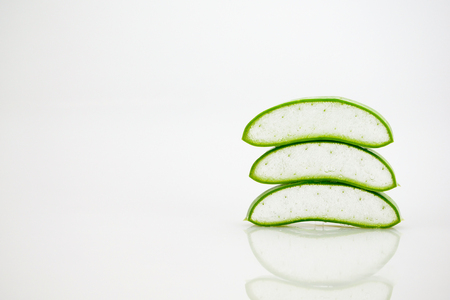 Aloe vera slice on white backgroundの写真素材