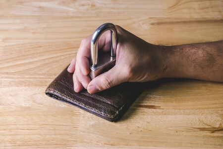 Financial security wallet lock save money for investment mortgage concept